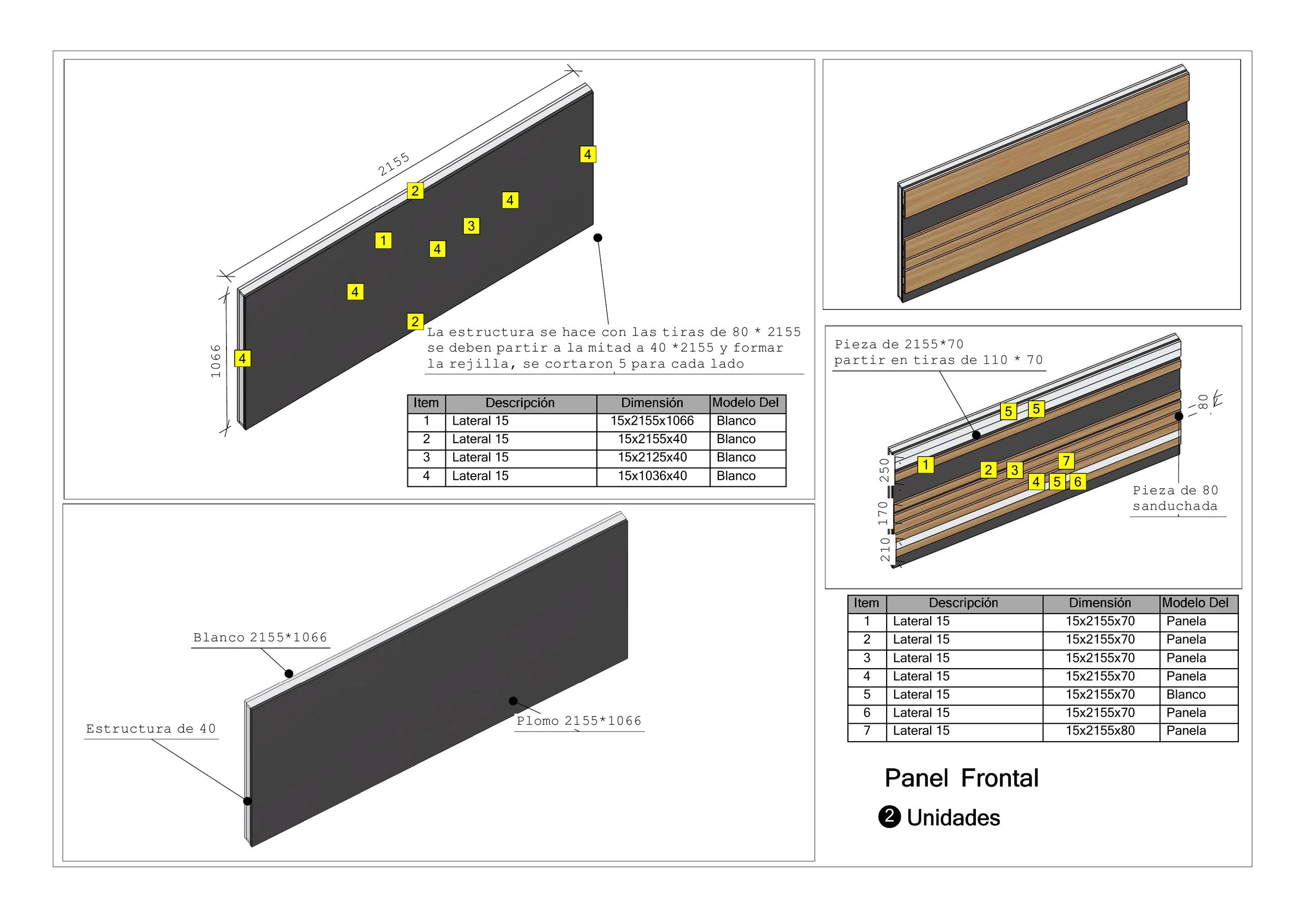 Lámina 5 de 5 de la recepción: panel frontal